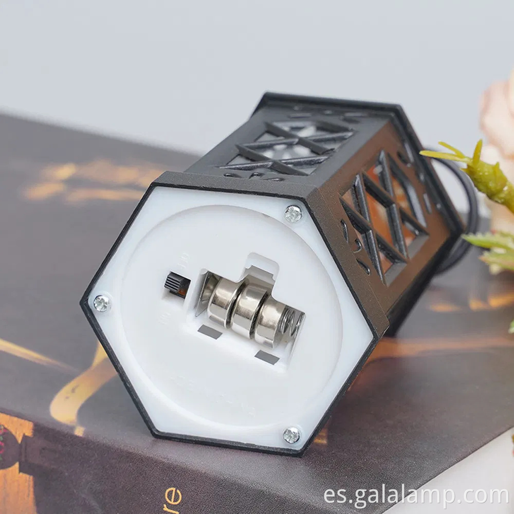 Lámpara de viento hexagonal mini retro con luz LED blanca cálida